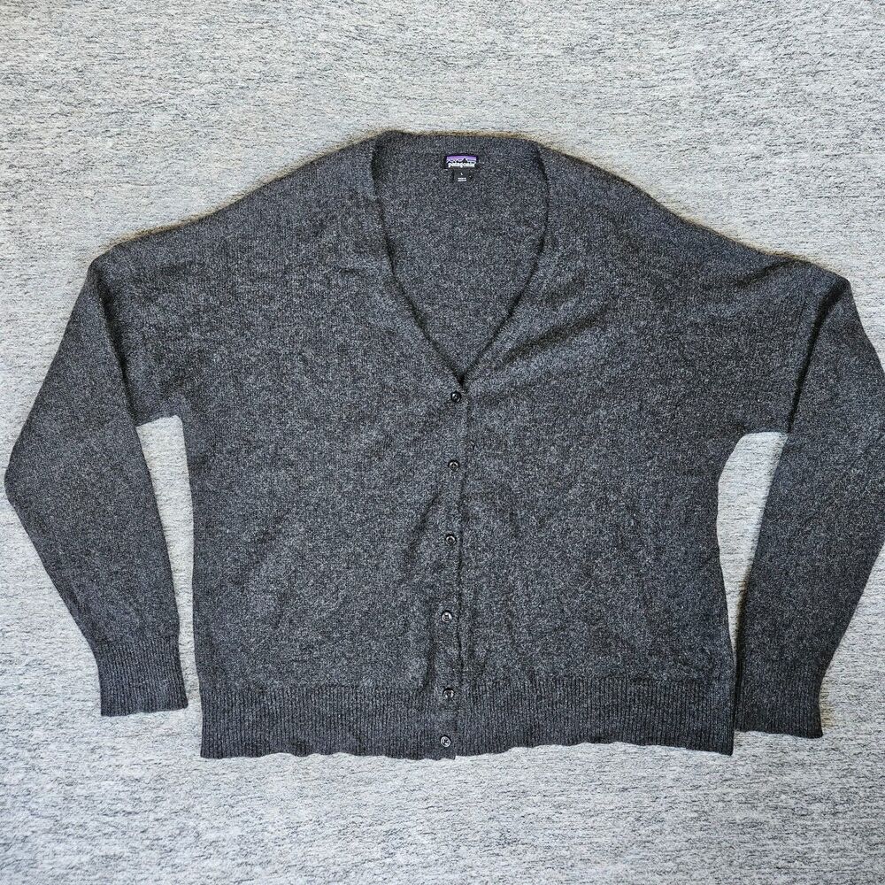 Patagonia Grey Cardigan Sweater Cashmere and Wool Size Large Women's Button Up - Picture 1 of 6